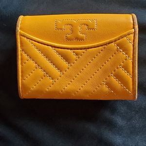 Tory burch quilted yellow wallet